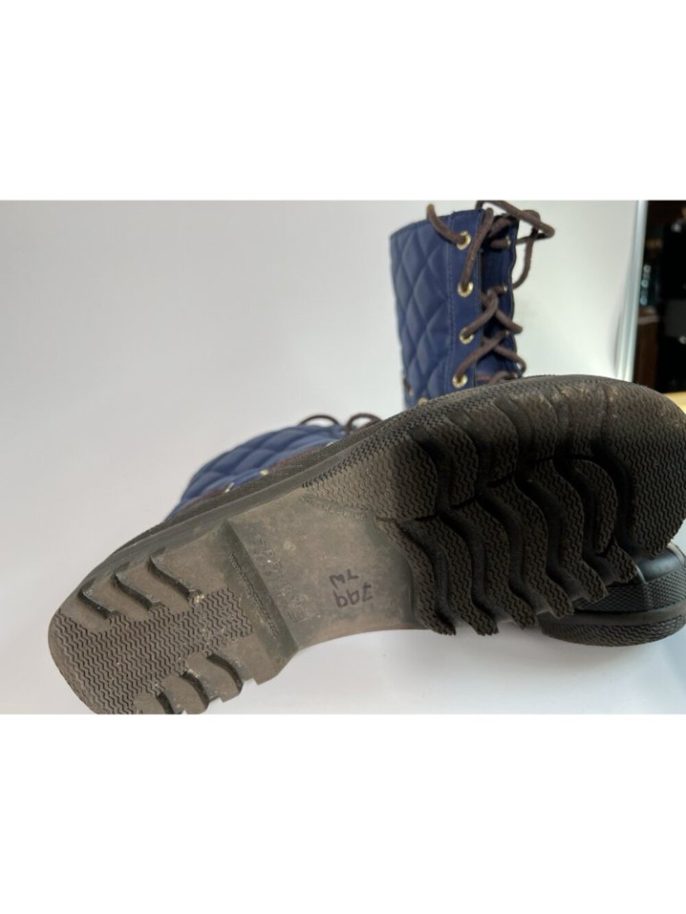 Sperry Duck Boots Womens 8 Blue Quilted Waterproof Lace Up Winter Rain - Picture 7 of 12